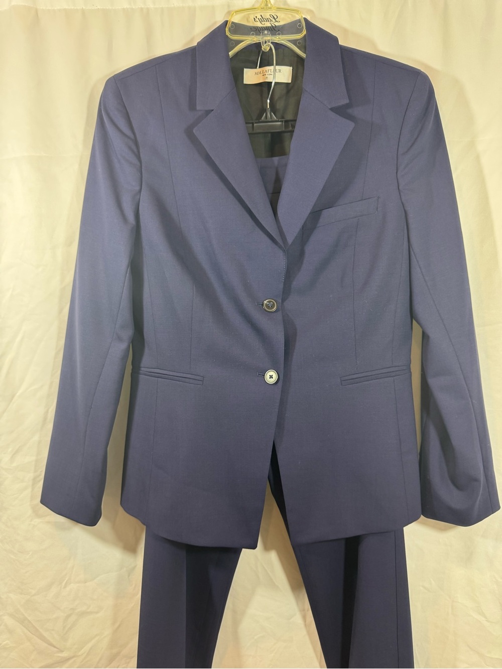 MM Lafleur Navy Women's Two-Piece Suit Blazer and Pants 10
